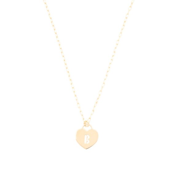 MILOR SILVER  Italy 18kt Gold Plated Sterling Silver Heart Initial Necklace - Picture 1 of 2